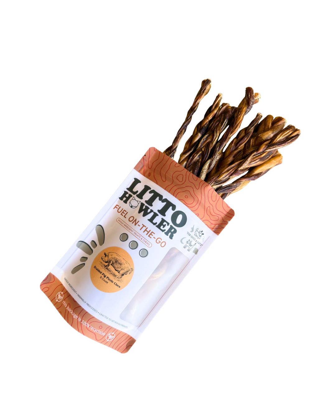 Dehydrated Braided Pig Pizzle Chew | 6 Count