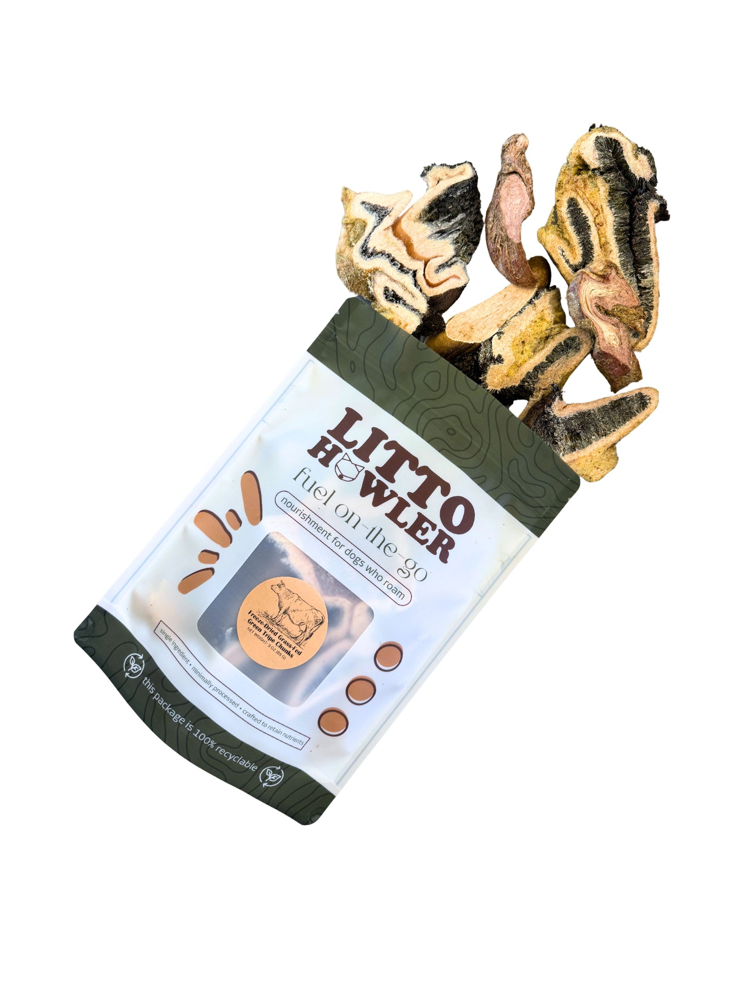 Freeze-Dried Grass-Fed Beef Green Tripe Chunks | 3 oz