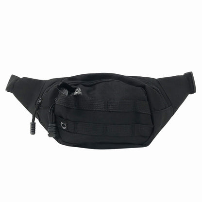 Fanny Pack for dog walking and training. There are multiple compartments and straps in the front where you can clip stuff onto. There is a poop bag dispenser in the front for easy access. The strap is adjustable.